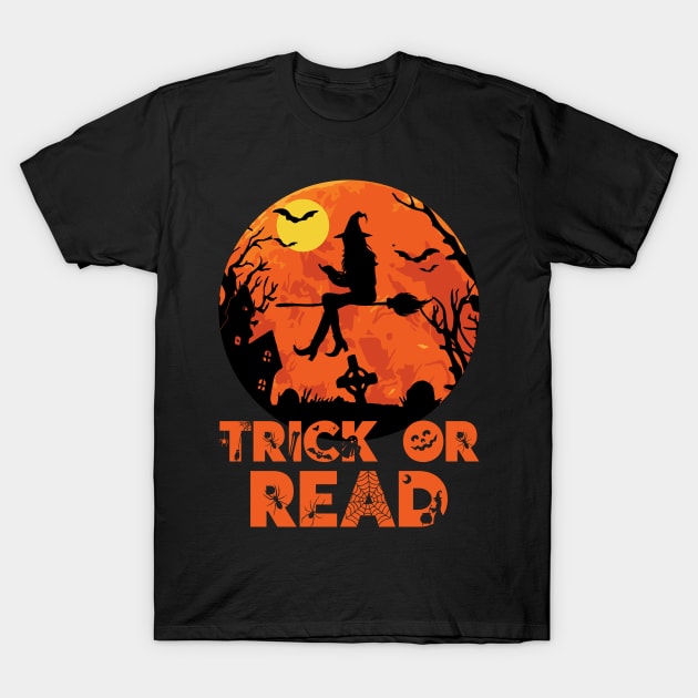 Trick or Read Halloween Reading Lover T-Shirt by DragonTees